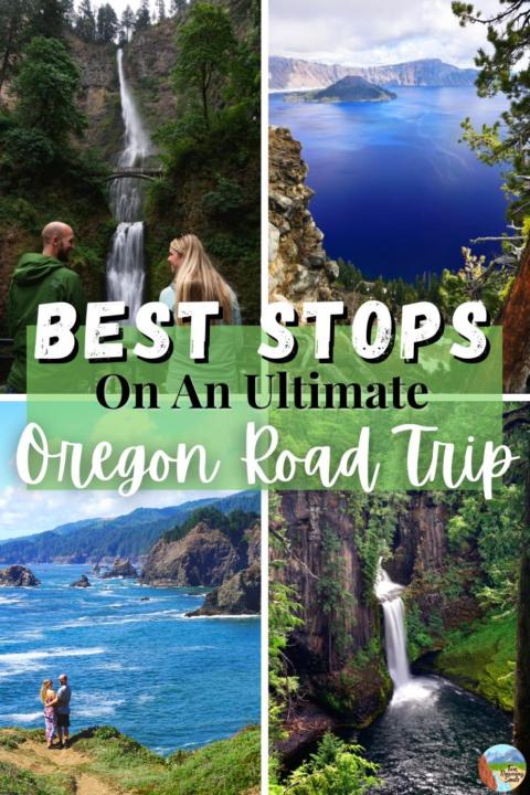 a pinterest pin showing 4 of the best stops along an Oregon Road Trip
