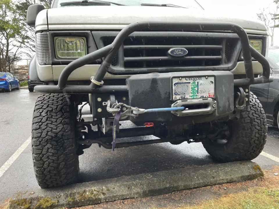 Front winch bumper on a campervan
