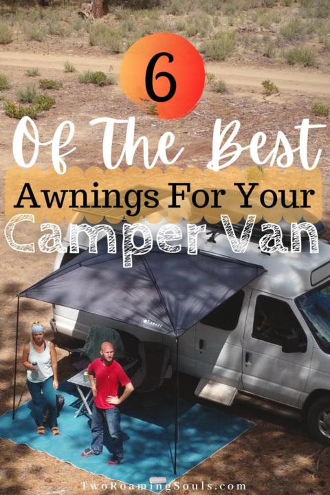 a pinterest pins showing the best awnings for camper vans