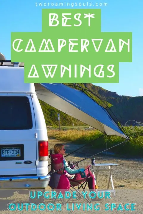 a pinterest pin showing the best awnings for camper vans