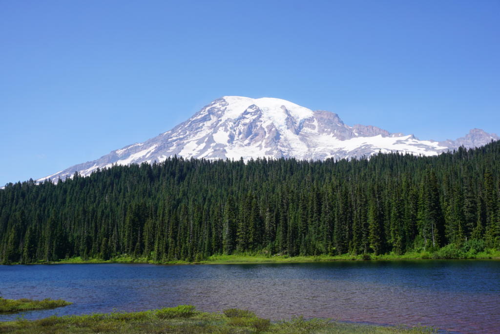 a nice viewpoint on your way up to skyline in Mt. Rainier is Reflection Lake which is a great addition on a Washington Road Trip Guide