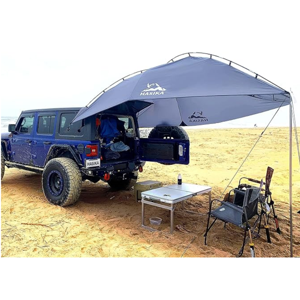  Versatility Camping Tent for Truck Bed,SUV RVing, Van,Trailer and Overlanding Portable Teardrop Awning Canopy Tear Resistant Tarp with 2 Sandbag 
