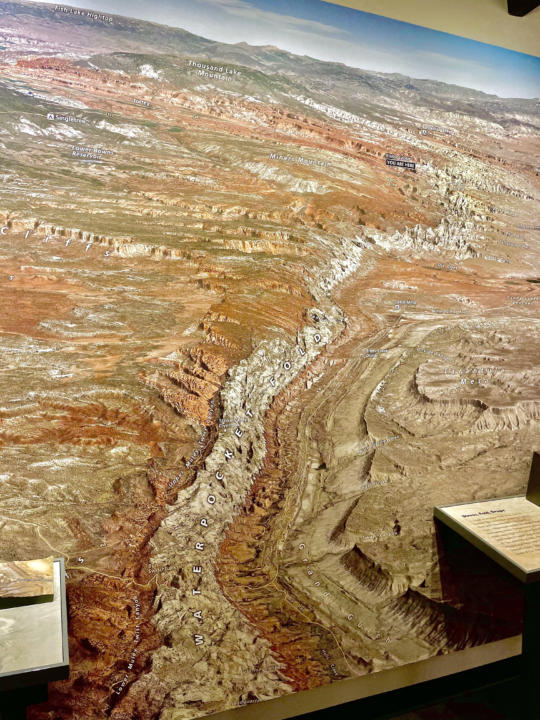 An aerial map of Capitol Reef National Park's Waterpocket Fold.