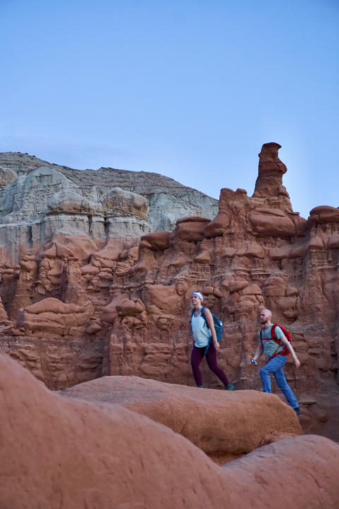 Jake & Emily hiking the Valley of the Goblins in Goblin Valley State Park