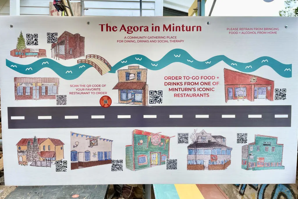 The Agora uniquely allows you to bring to-go food or drinks from any of the best restaurants in Minturn. 