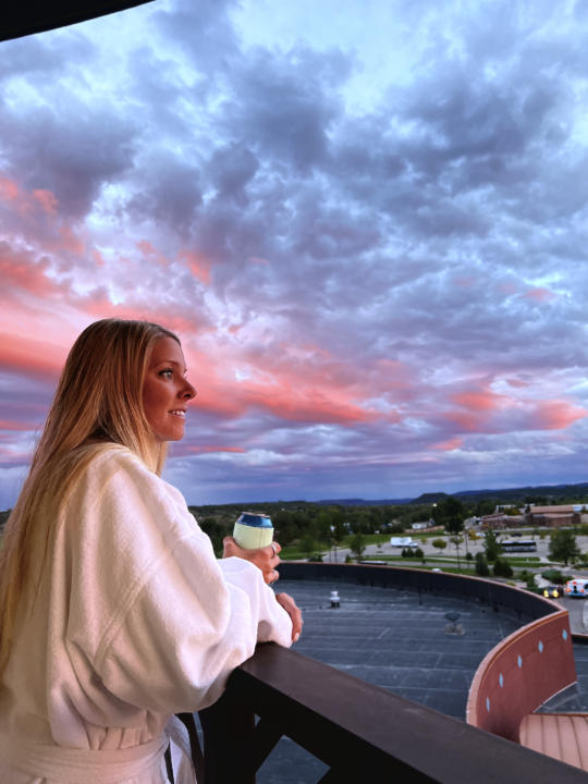 An epic sunset from our hotel room balcony.