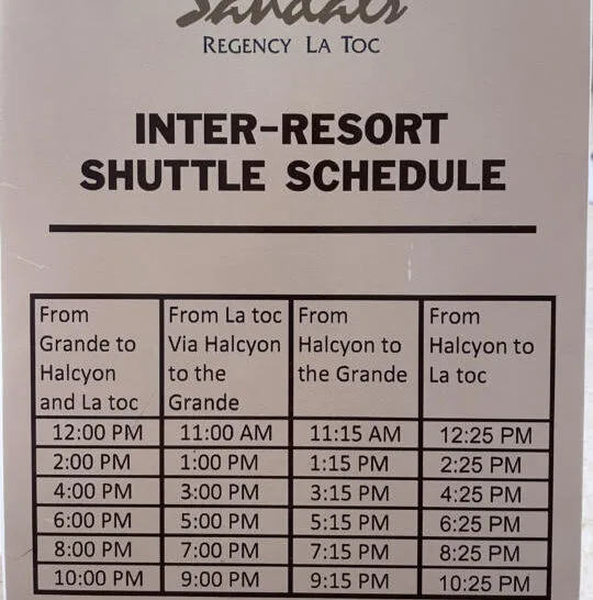 Sandals Regency La Toc Shuttle Times