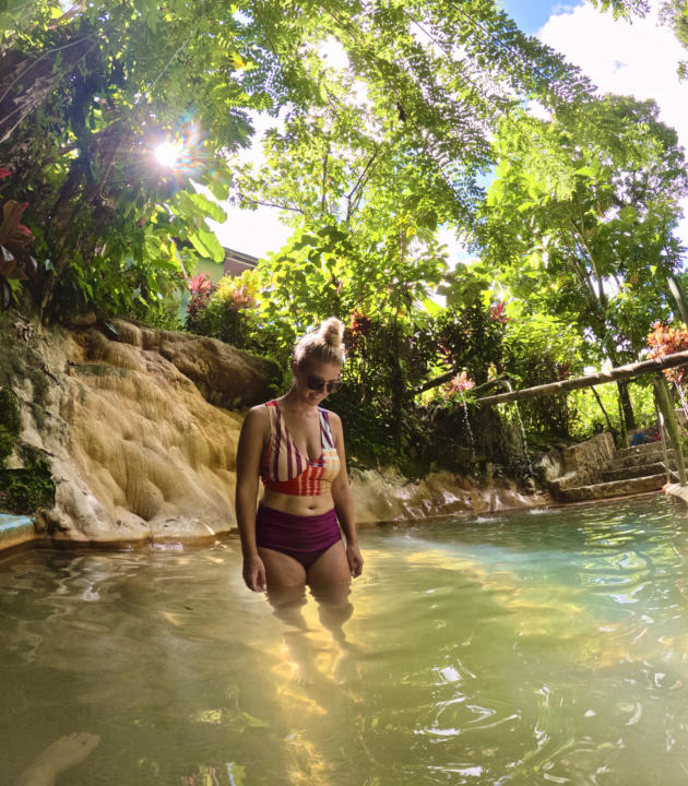 Swimming in the hot springs at New Jerusalem Mineral Baths, St. Lucia.