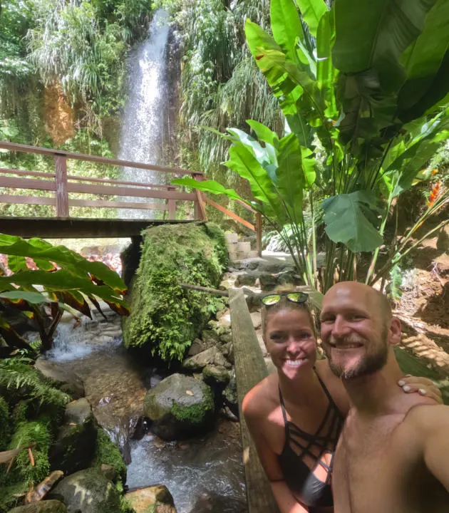 Jake and Emily at Toraille Falls in St. Lucia.