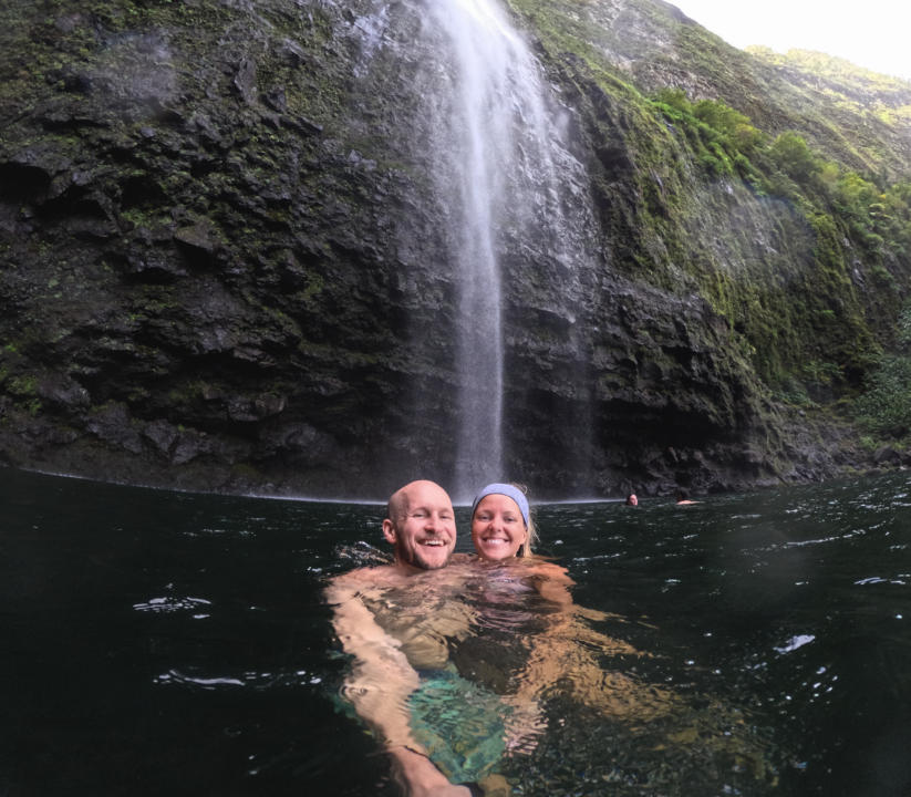 Swimming at Hanakapi'ai Falls.