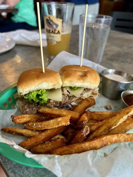 Pork sliders with fries at Kauai Island Brewery - One of the best restaurants in Kauai