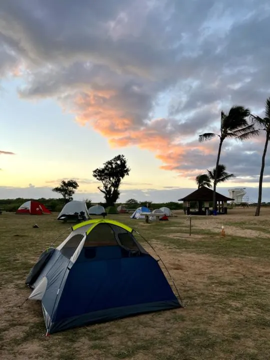 tents at Salt Pond Beach Park which is a campsite in kauai