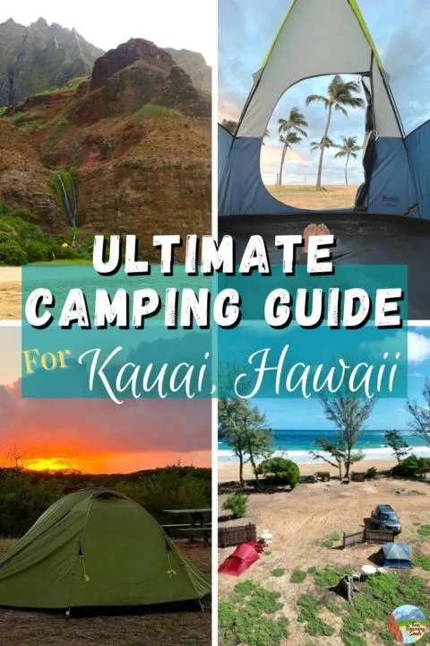 a pinterest pin with pictures of camping in Kauai