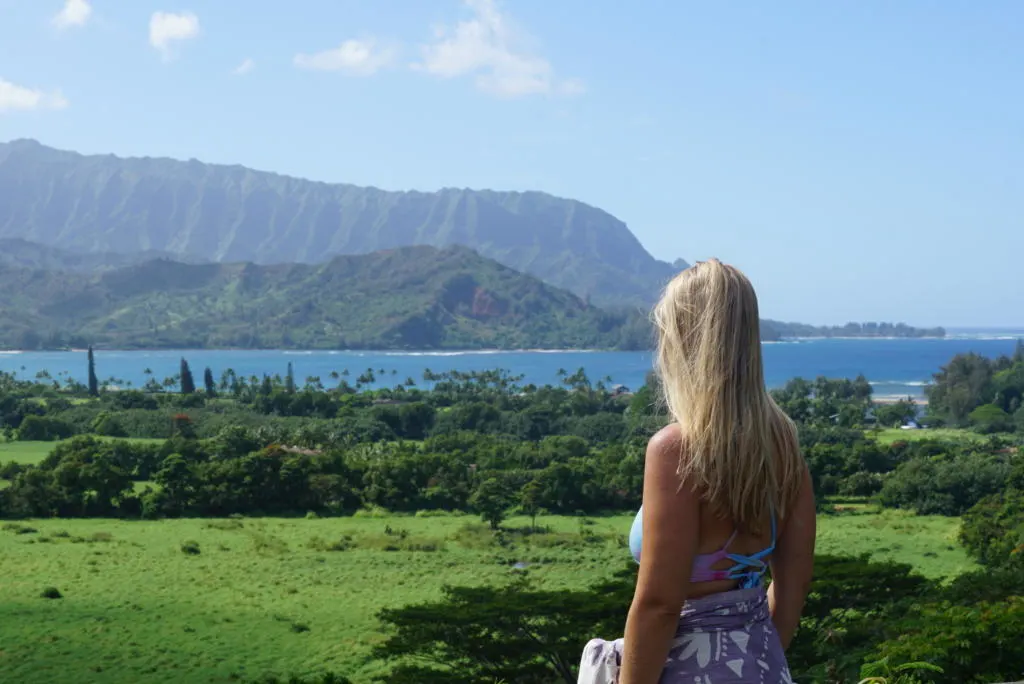 Emily admiring the beautiful Hanalei Bay in Kauai.