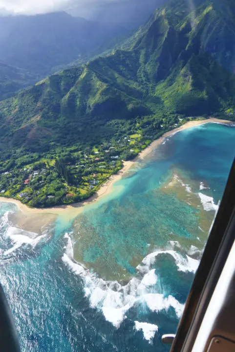 A helicopter tour over Kauai.