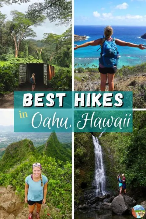 a pinterest pin showing 4 different of the best hikes in Oahu