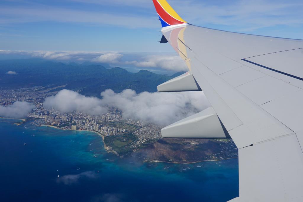 Hawaii Island Hopping by Airplane, a view out the plane window over Oahu