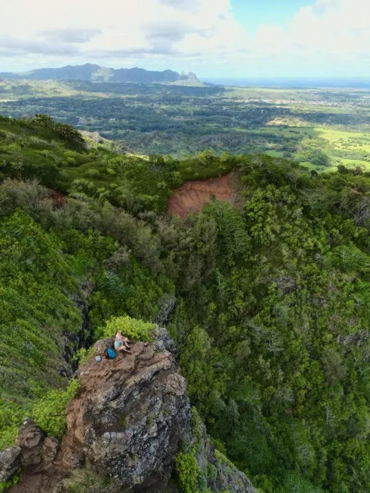 aerial view of the sleeping giant trail which is one of the best hikes in kauai