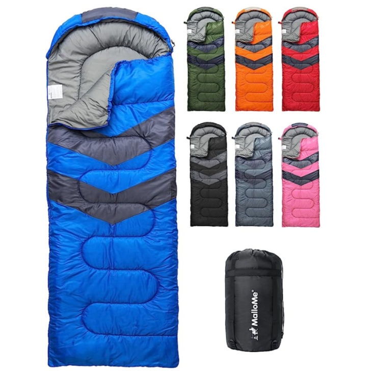  MalloMe Sleeping Bags for Adults Cold Weather & Warm - Backpacking Camping Sleeping Bag for Kids 10-12, Girls, Boys - Lightweight Compact Camping Gear Must Haves Hiking Essentials Sleep Accessories 