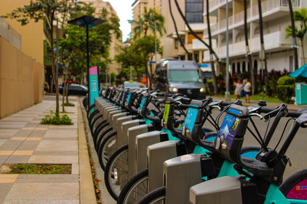 Biki rental bikes in Honolulu Oahu.