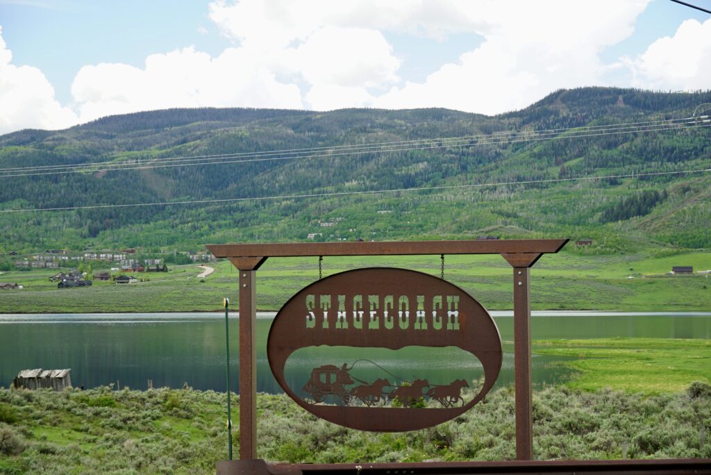 view of the lake and rolling mountains in Stagecoach Reservoir 