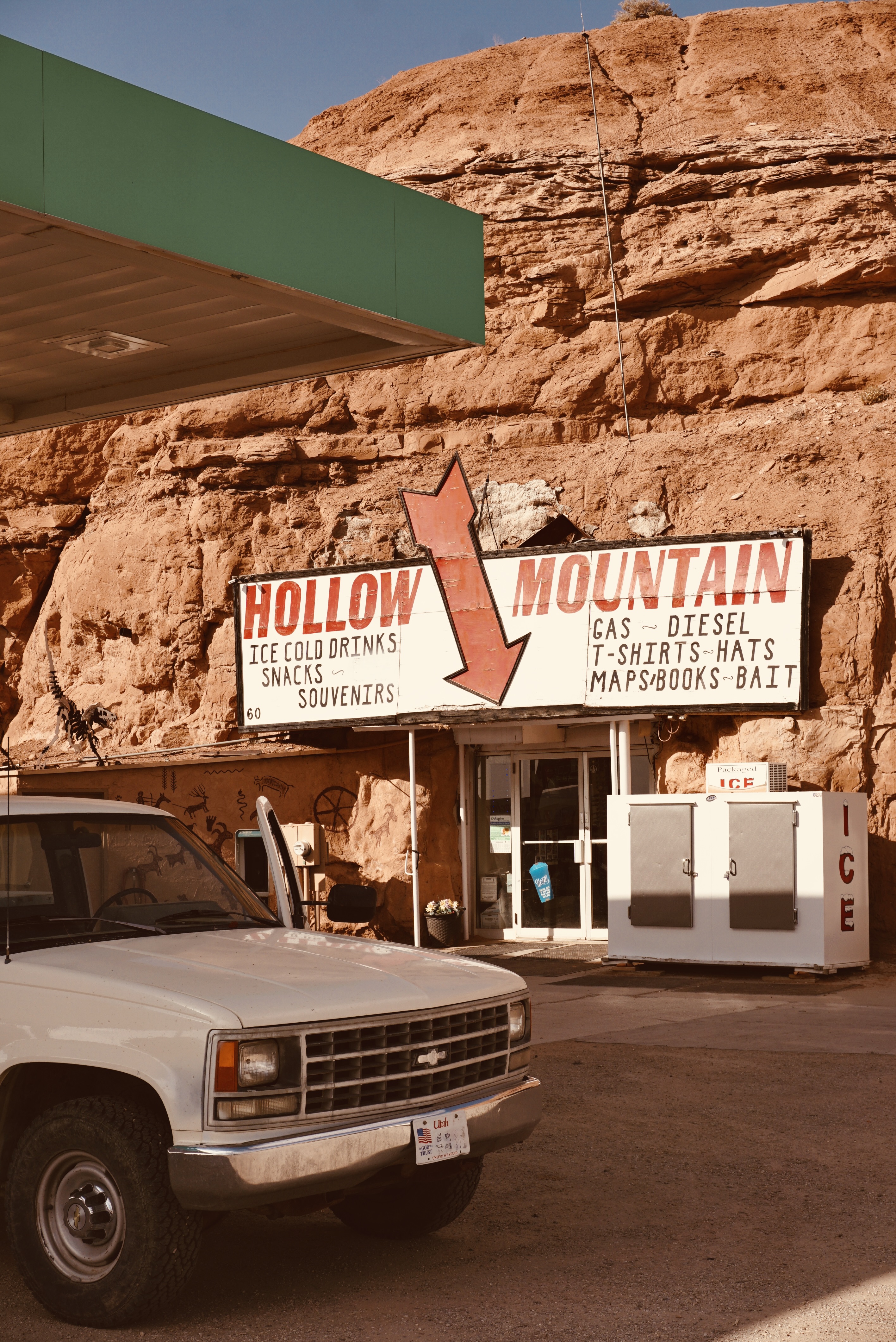 standing outside Hollow Mountain which is a popular attraction in Hanksville, Utah