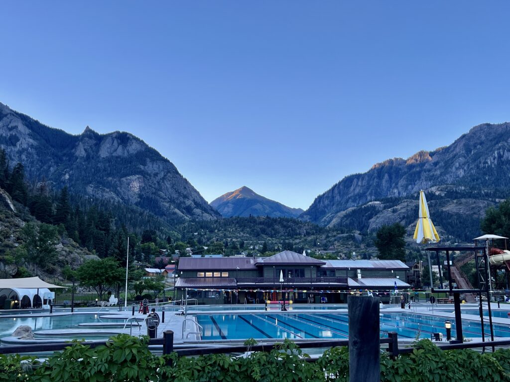 View of the mountains surrounding the Ouray Hot Springs
