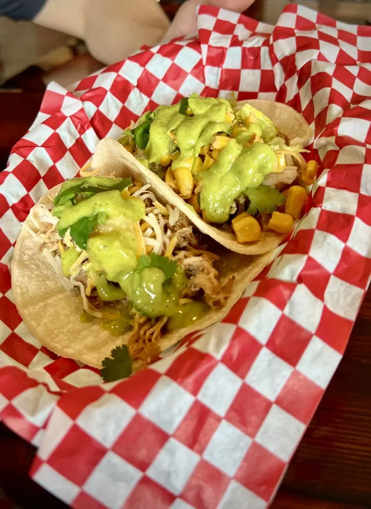 two Taco's with guacamole from the Outlaw's Roost in Hanksville, Utah