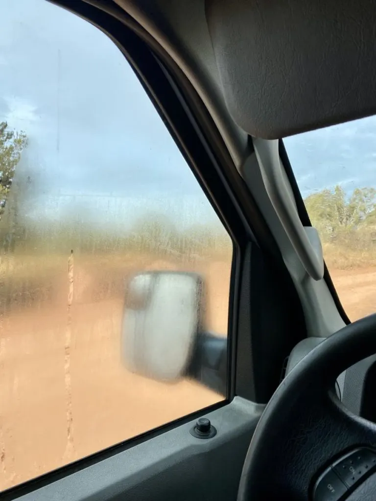 Condensation on a van window