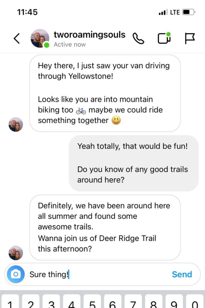 An Instagram conversation introduction and meetup.