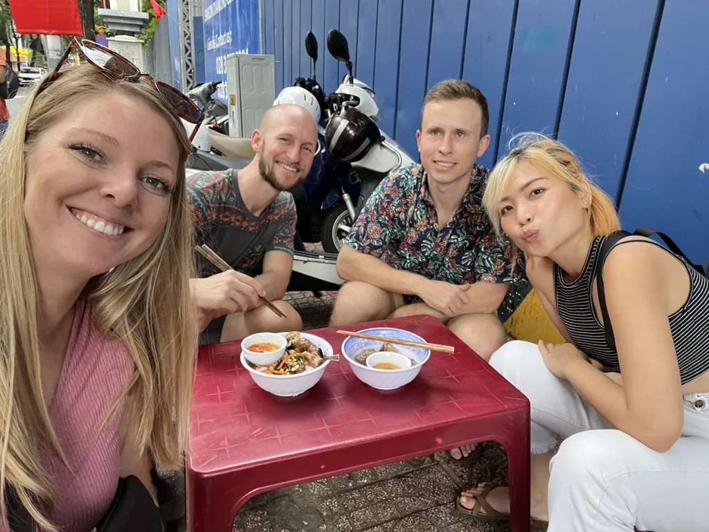 a restaurant on the sidewalk in Ho Chi Minh City Vietnam