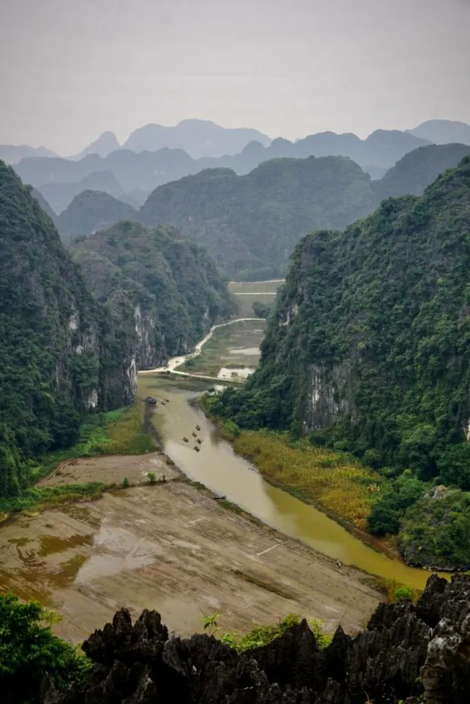 Brown rice fields not in harvest season on the Tam Coc Boat Tour (mid-January)