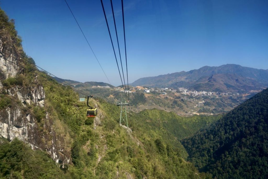 Cable Car that takes tourists up to Fansipan Mountain