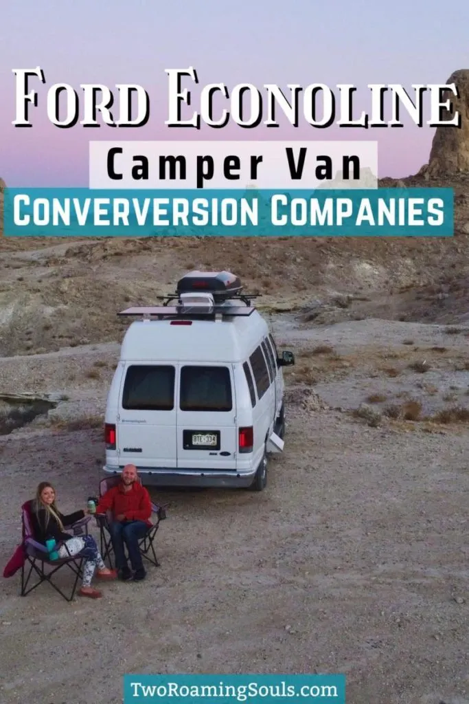a couple sitting outside their ford econoline van conversion