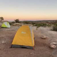 Lone Mesa tent Primitive Camping Moab