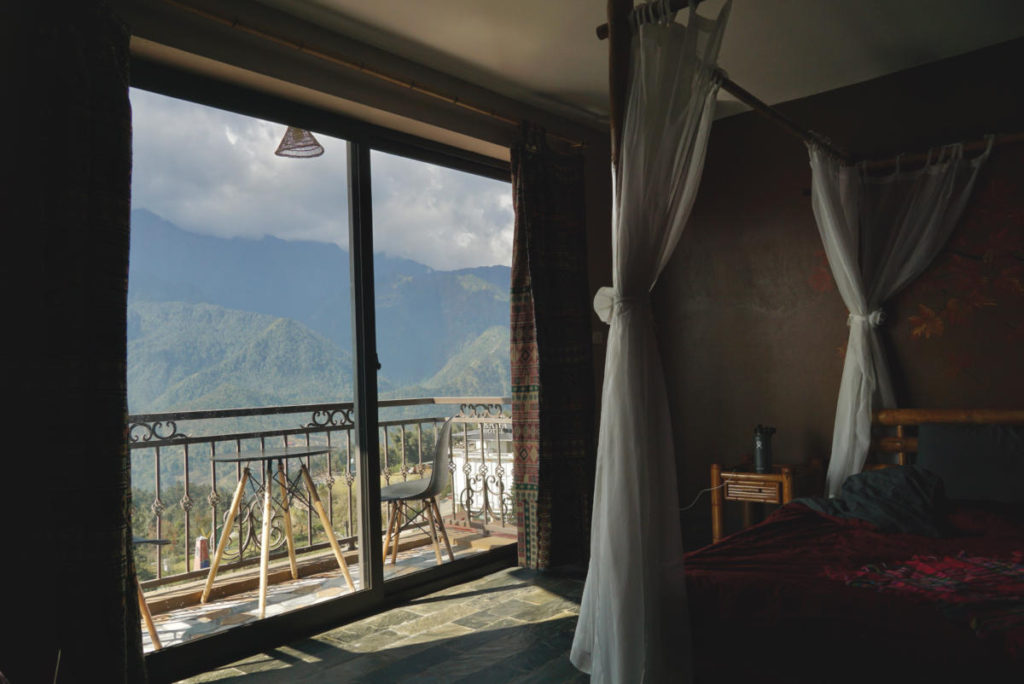 epic view out the top corner room at Mega View Homestay