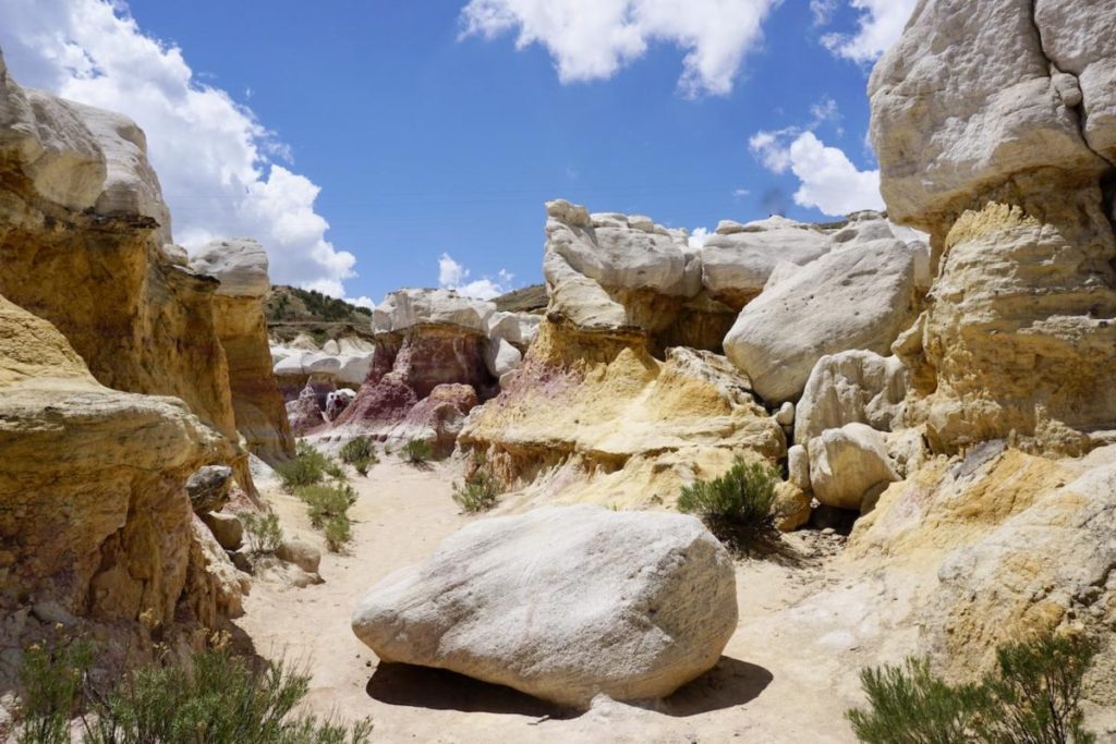 Hiking through the colorful rock formations in Paint Mines Interpretive Park Colorado.