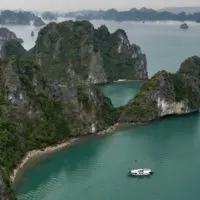 Aerial view of a Halong Bay Cruise
