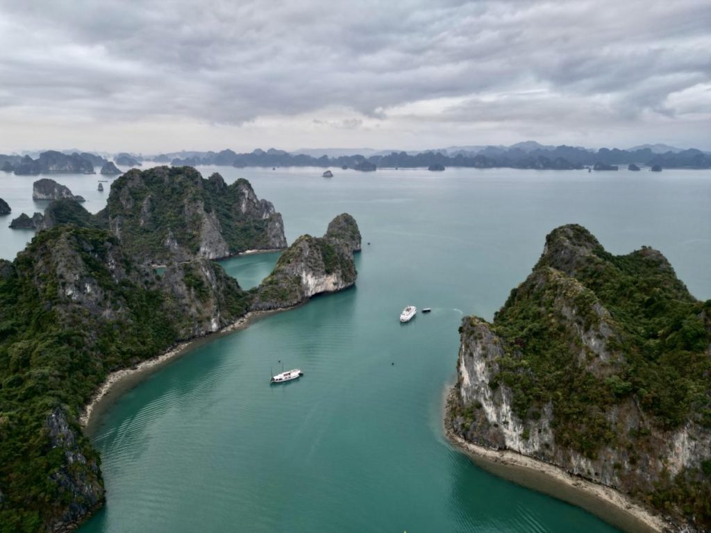 Aerial Drone View of Halong Bay