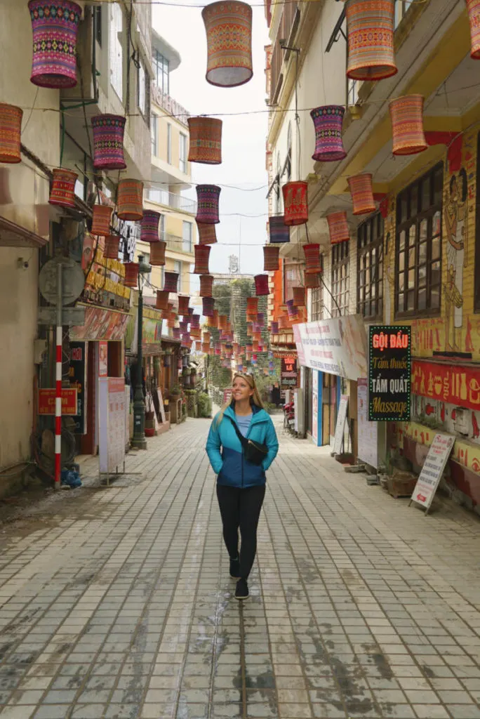Emily walking around the city of Sapa, Vietnam