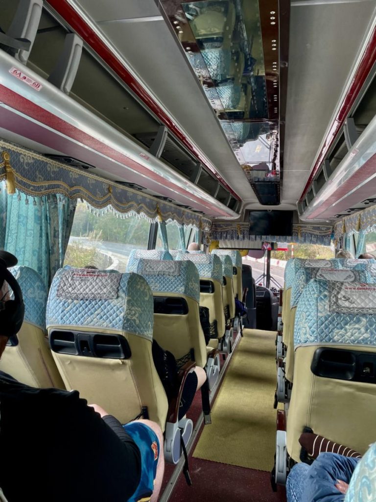 inside a bus in Vietnam