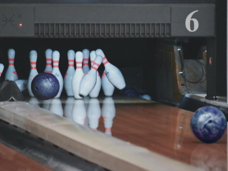 pins being hit by a bowling ball, showing one of the best things to do in Minocqua is bowling at Island City Lanes