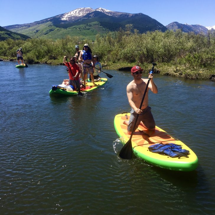 Paddleboarding the Slate River in Crested Butte.