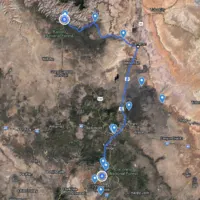 map of all the stops on an epic road trip from Sedona to Grand Canyon