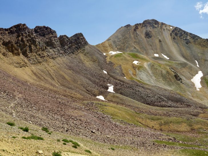The trail toward the top of Triangle Pass which connects to Conundrum Hot Springs