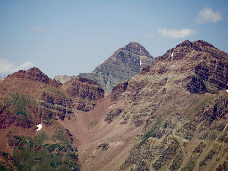 View of Maroon Bells along East Maroon Pass up toward the summit of Copper Pass