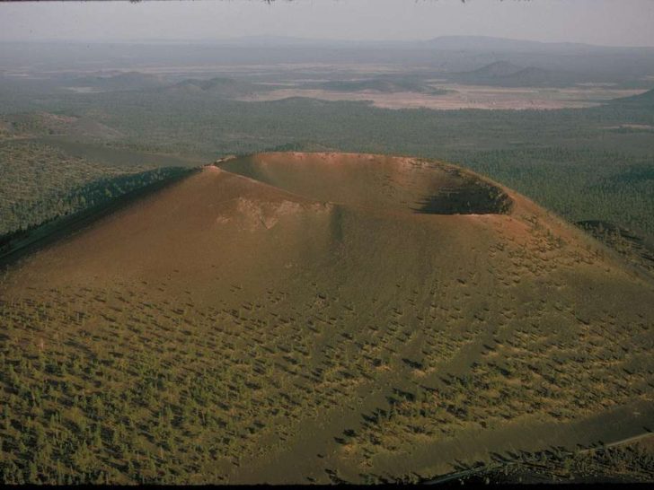 aerial view of Sunset Crater National Monument which is a popular stop on a Sedona to grand canyon road trip