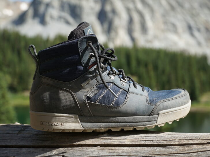 Lems Outlander hiking boot closeup.
