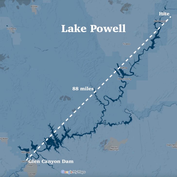 Lake Powell Size Map
