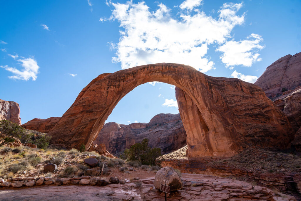 Rainbow Bridge National Monument is a massive natural arch in Glen Canyon.